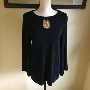 Chico's Black Keyhole Top with Gold Hardware